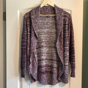 Eddie Bauer Marled Plum Open-Front Cardigan